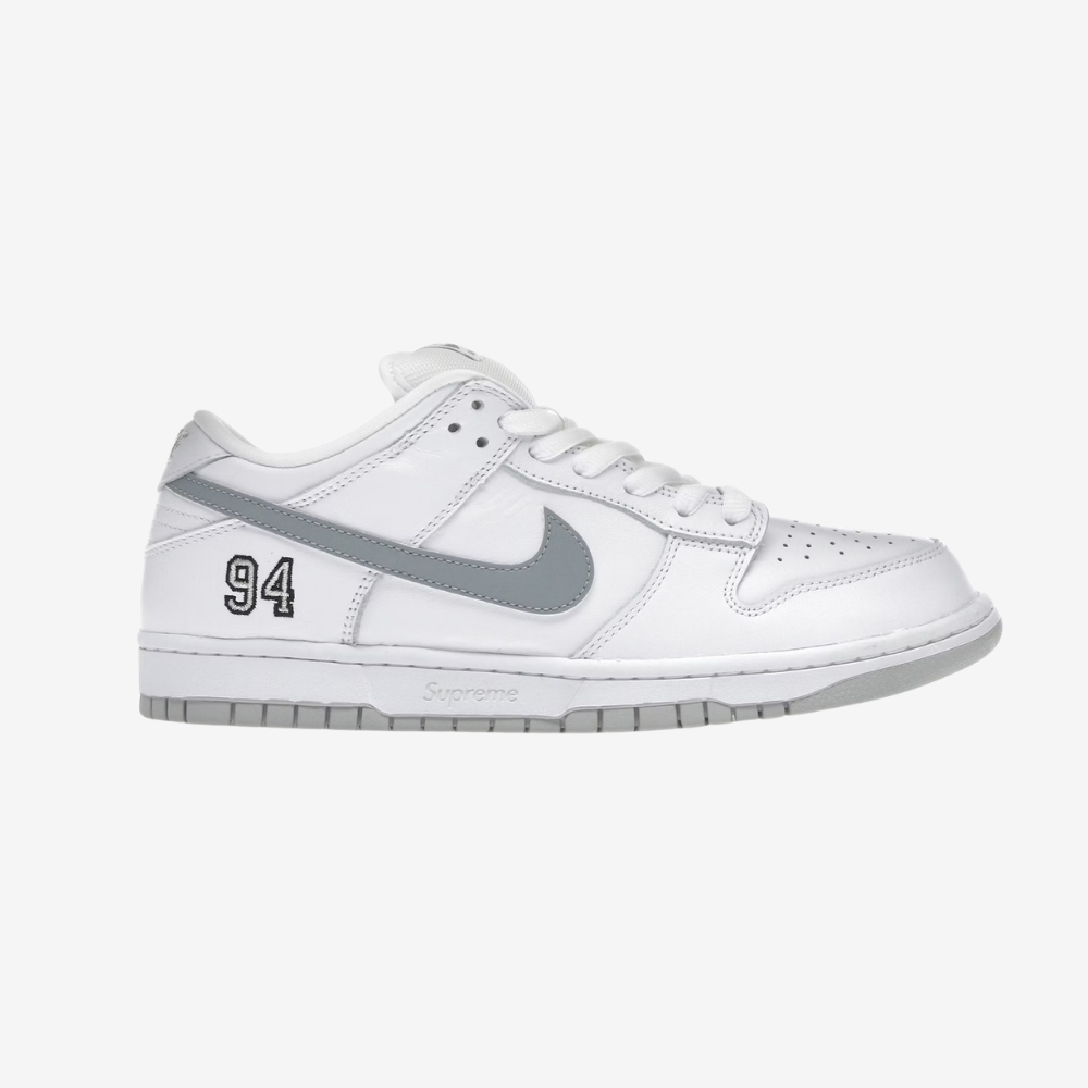 Nike SB Dunk Low Supreme 94 White Metallic Silver