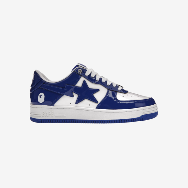 A Bathing Ape Bape Sta cuir verni blanc/ bleu